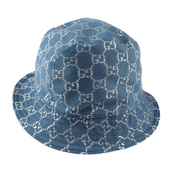 Gucci GG Lame Bucket Hat 71% Wool 17% Nylon 12% Metal Fiber Blue Silver main image 6